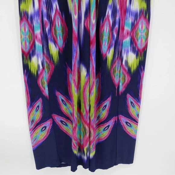 Chico's Maxi Dress Womens XL Blue Boho Vibrant Resortwear Eclectic Bold Artistic - Picture 6 of 16